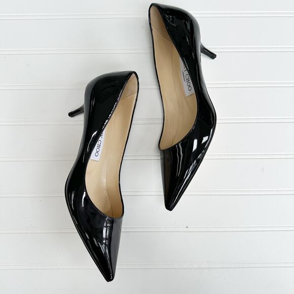 Jimmy Choo Aza Kitten Heel Pumps Patent Leather Black Anouk Pointed Toe 36.5 - Picture 4 of 14